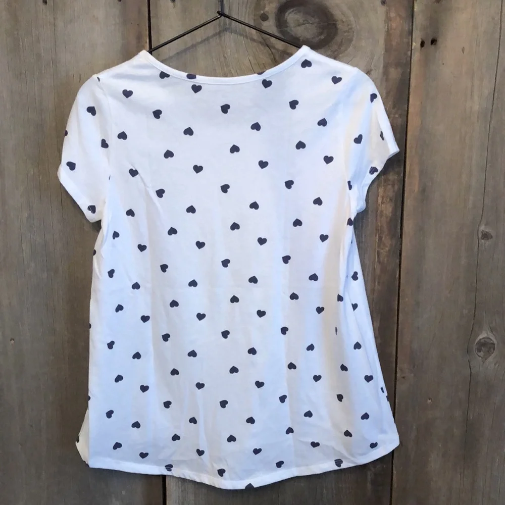 NWOT Old Navy White Blue Heart Relaxed Fit T-shirt Size XXL 16
